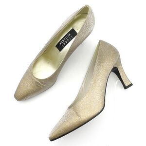 Vintage Stuart Weitzman Heels Champagne Gold Glitter Fleck Pump Women’s Size 8.5